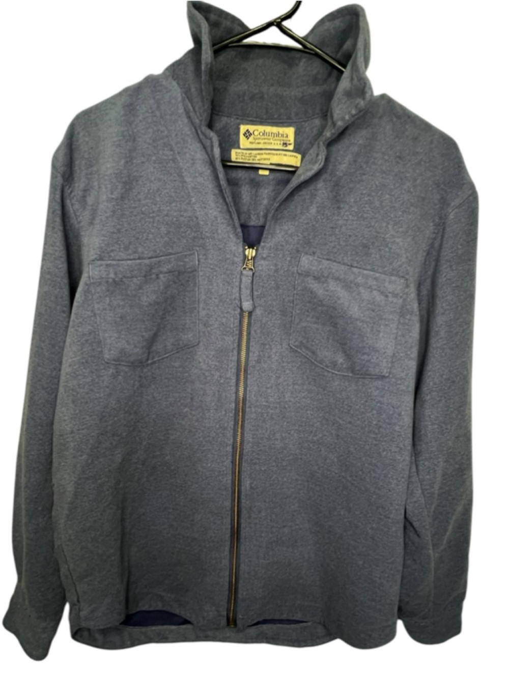 Vintage Columbia Full Zip Fleece Grey Blue Jacked With Chest Pocket